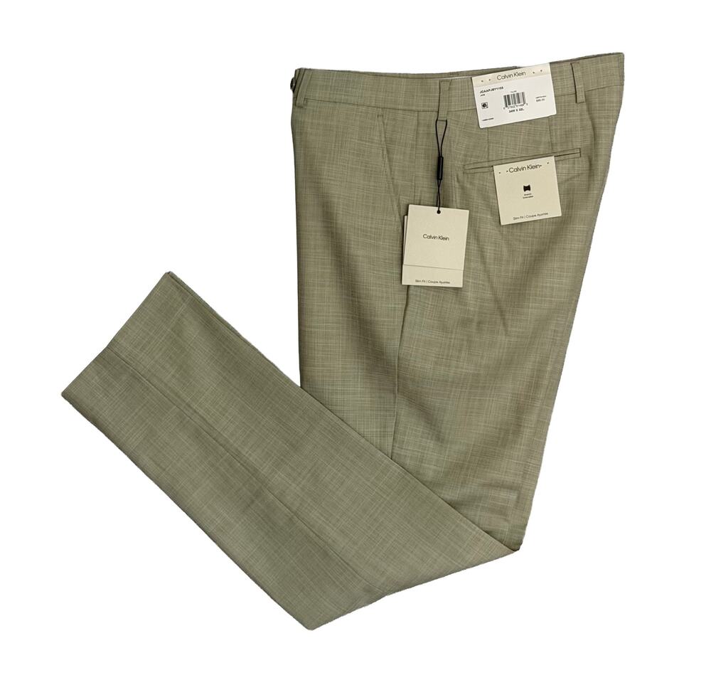 Calvin Klein Dress Pant Men's 34"x32" Slim Fit Jace Flat Front Stretch Taupe NWT